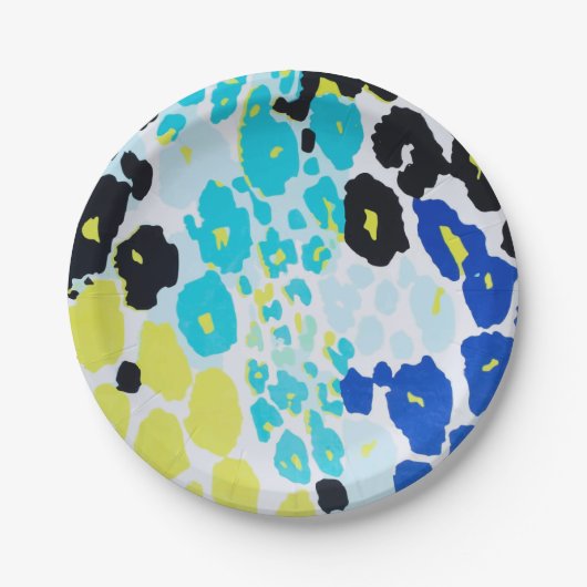 トレンディーモダンヒョウ柄 ペーパープレート (正面)