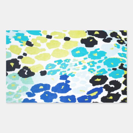 トレンディーモダンヒョウ柄 長方形シール (正面)