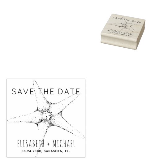 トレンディーモダンビーチ熱帯結婚式の日付を保存 ラバースタンプ (押印)