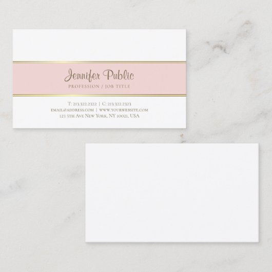 トレンディーモダンピエレガントンク金ゴールドホワシンプルイト 名刺 (正面/裏面)