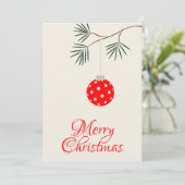 トレンディーモダンピックボールオーナメントレッドクリスマス シーズンカード (スタンド正面)