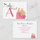 トレンディーモダンピンクとブラウンネイルサロン 名刺 (正面/裏面)