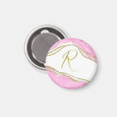 トレンディーモダンピンクと金ゴールドグリッター効果 マグネット (正面/裏面)