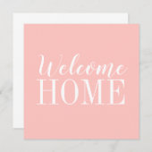 トレンディーモダンピンクのウェルカムホームグリーティングカード (正面/裏面)