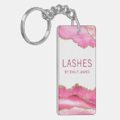 トレンディーモダンピンクアゲートラッシュエクステンション美しい キーホルダー (正面左)