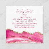 トレンディーモダンピンクアゲートラッシュエクステンション美しい スクエア名刺 (裏面)