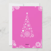 トレンディーモダンピンククリスマスフォトスノーフレーク シーズンカード (裏面)