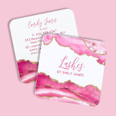 トレンディーモダンピンクスクリプトゲートQRコード スクエア名刺