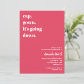 トレンディーモダンピンクゼブラ卒業パーティー写真 招待状 (スタンド正面)