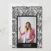 トレンディーモダンピンクゼブラ卒業パーティー写真 招待状 (裏面)