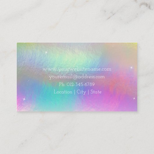 トレンディーモダンピンクブルーホログラフィック名刺 名刺 (裏面)