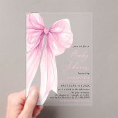 トレンディーモダンピンクボウベイビーシャワー アクリル招待状 (インサイチュ (ポータブル))