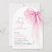 トレンディーモダンピンクボウベイビーシャワー 招待状 (正面)