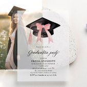 トレンディーモダンピンクボウ卒業キャップ卒業 ベラム紙招待状