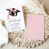 トレンディーモダンピンクボウ卒業キャップ卒業 招待状