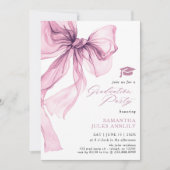 トレンディーモダンピンクボウ卒業パーティー 招待状 (正面)