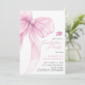 トレンディーモダンピンクボウ卒業パーティー 招待状 (スタンド正面)