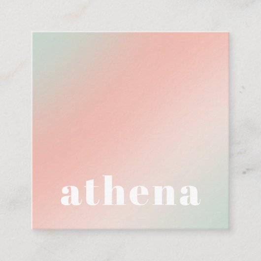 トレンディーモダンピンクミントグリーン勾配 スクエア名刺 (正面)