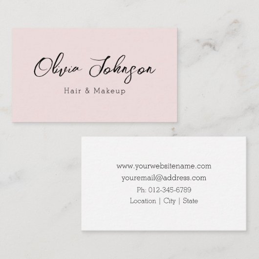 トレンディーモダンピンクメイクアップアーティスト名刺 名刺 (正面/裏面)