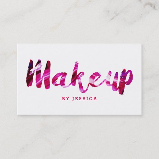 トレンディーモダンピンクメイクアップアーティスト 名刺 (正面)