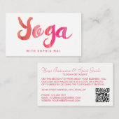 トレンディーモダンピンクヨガインストラクター 名刺 (正面/裏面)