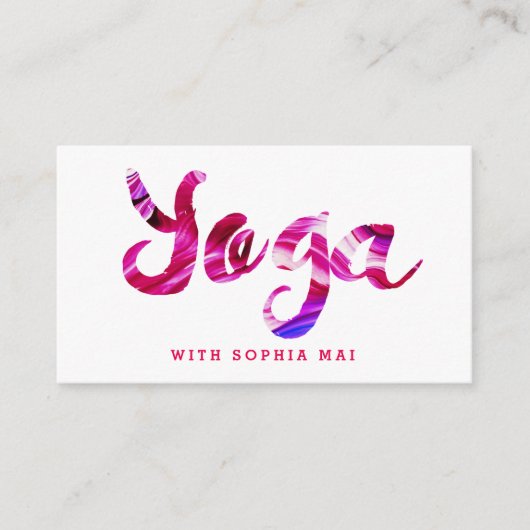 トレンディーモダンピンクヨガインストラクター 名刺 (正面)