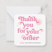 トレンディーモダンピンクロゴ事業サンキューカード ノートカード (正面)