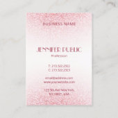 トレンディーモダンピンクローズ金ゴールドエレガントグリッター 名刺 (裏面)