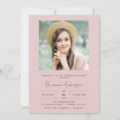 トレンディーモダンピンク写真卒業パーティー 招待状 (裏面)