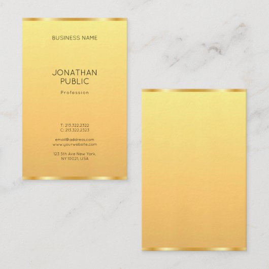 トレンディーモダンフェイク金ゴールドエレガントシンプルテンプレート 名刺 (正面/裏面)