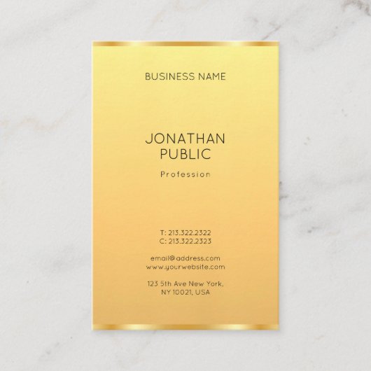 トレンディーモダンフェイク金ゴールドエレガントシンプルテンプレート 名刺 (正面)