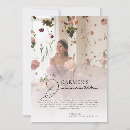 トレンディーモダンフォトキンセアニェラ誕生日 サンキューカード (正面)