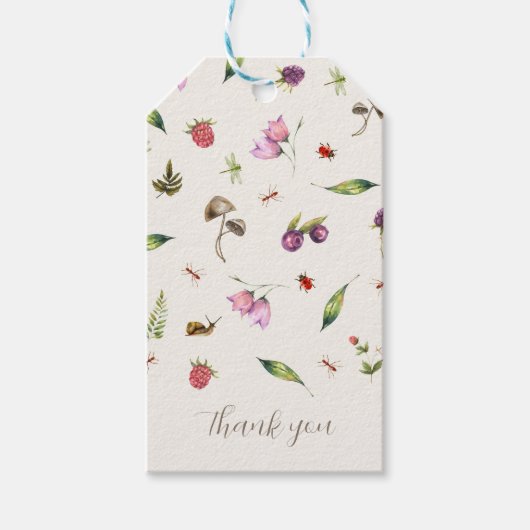 トレンディーモダンフローラバグWoodlandありがとうありがとう ギフトタグ (正面)