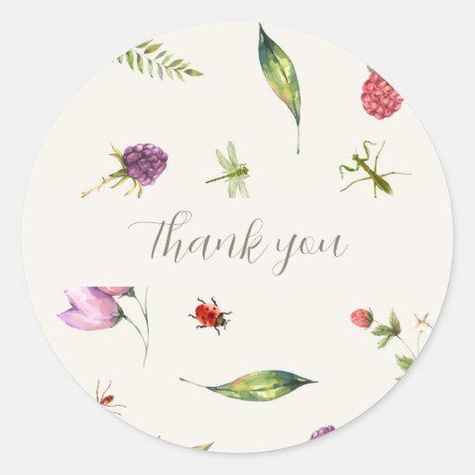 トレンディーモダンフローラバグWoodlandありがとうありがとう ラウンドシール (正面)