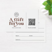 トレンディーモダンブラウンタイポグラフィQRコードギフトカード (デスク)