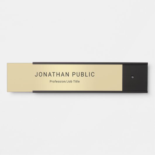 トレンディーモダンブラックおよび金ゴールドエレガントテンプレート サインプレート (正面)