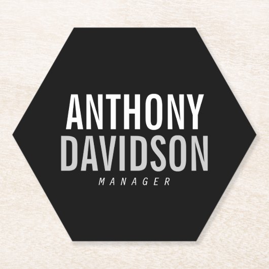 トレンディーモダンブラックはっきりした文字 ペーパーコースター (正面)