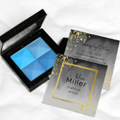 トレンディーモダンブラックグレイ金ゴールドスクエアメイクアップアーティスト スクエア名刺