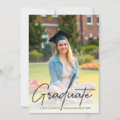 トレンディーモダンブラックスクリプト2枚の写真卒業 案内状 (正面)