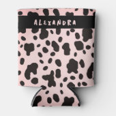 トレンディーモダンブラックピンクの牛の動物型名 缶クーラー (正面)