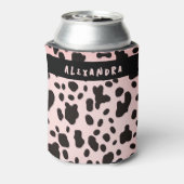 トレンディーモダンブラックピンクの牛の動物型名 缶クーラー (缶裏面)