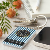 トレンディーモダンブラックブルー金ゴールドチストライプックDIY キーホルダー (正面右)