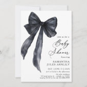 トレンディーモダンブラックボウベビーシャワー 招待状 (正面)