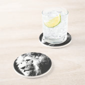 トレンディーモダンブラック&ホワイトポップ・アートのアートライオンヘッド コースター (側面)