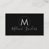 トレンディーモダンブラックQRコード名刺テンプレート 名刺 (正面)