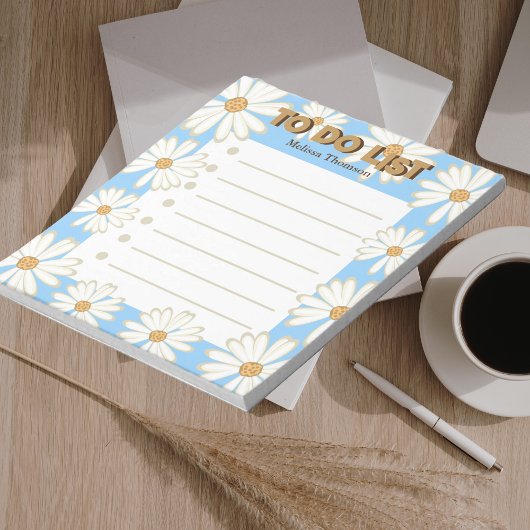 トレンディーモダンブルーウォーターの色のデイジーを一覧に表示 ノートパッド