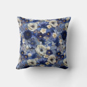 トレンディーモダンブルーホワイト3Dフローラルパターン クッション (裏面)