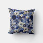 トレンディーモダンブルーホワイト3Dフローラルパターン クッション (正面)
