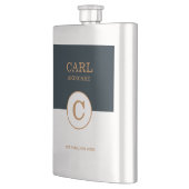 トレンディーモダンブルー金ゴールド美しいサロンモノグラムロゴ フラスク (左)