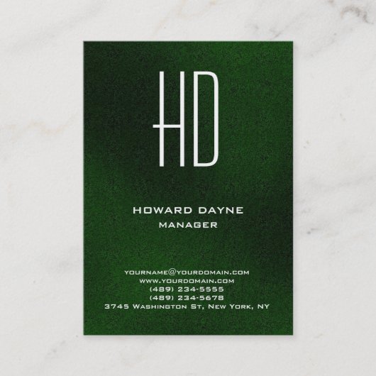 トレンディーモダンプレーンシンプルグリーンホワイトモノグラム 名刺 (正面)